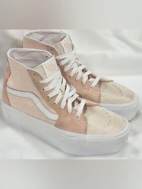 Vans High-Top Platform Sneakers in Blush Pink and White